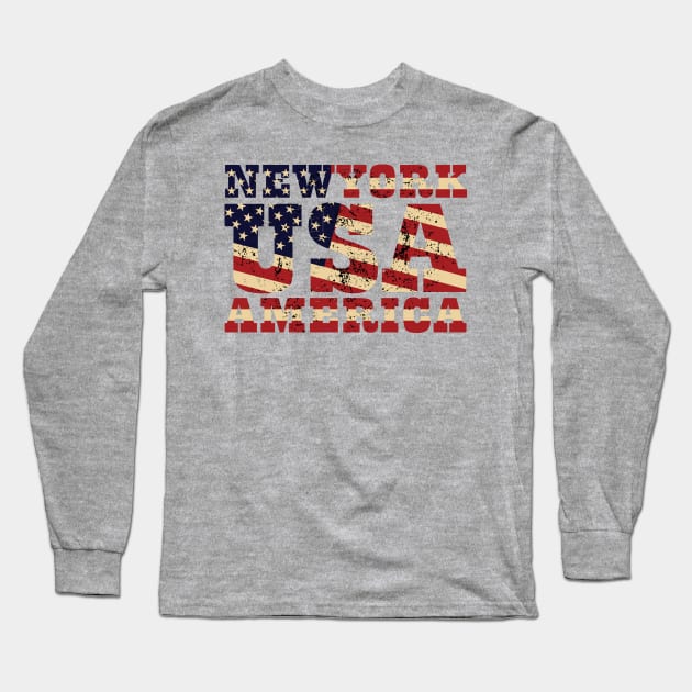 New York America Long Sleeve T-Shirt by KewaleeTee